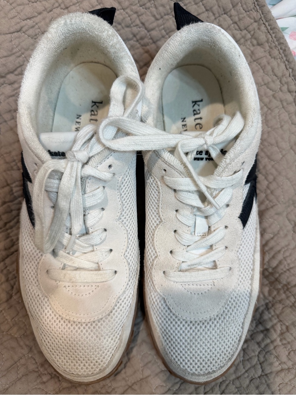 kate spade White and Black Men's Mesh Athletic Sneakers